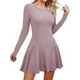 thumbnail image 3 of Long-Sleeved Sweater Dress, Autumn Dress, Round Neck, High Waist, Slim Dress, Women'S Casual Dress Lotus Pink S, 3 of 8