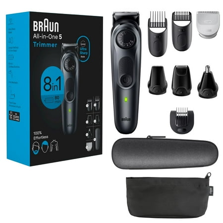 Braun All-in-One Style Kit Series 5 5471 8-in-1 Trimmer for Men with Beard Trimmer Body Trimmer for Manscaping Hair Clippers & More Ultra-Sharp Blade 40 Length Settings Waterproof