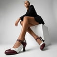 thumbnail image 4 of SACFOF Women's Comfortable Mary Jane Pumps Vintage Cutout Closed Toe Kitten Heels for Dressy Office Work, 4 of 6