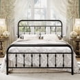 thumbnail image 2 of Einfach Queen Bed Frame, Metal Platform Bed with Vintage Headboard, No Box Spring Needed, Heavy Duty, Black, 2 of 7