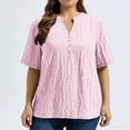 thumbnail image 2 of GigrtiJin Plus Size T Shirts for Womens Summer Short Sleeve Tees Loose Casual Solid Color Pull On V Neck Basic T Shirts XL-5XL, 2 of 5