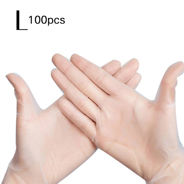 Paquete de 100 guantes desechables de PVC de alta densidad para uso en limpieza del hogar, tatuajes y cosméticos