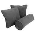 thumbnail image 4 of Double-corded Solid Twill Throw Pillows with Inserts (Set of 3), Chocolate, 4 of 5