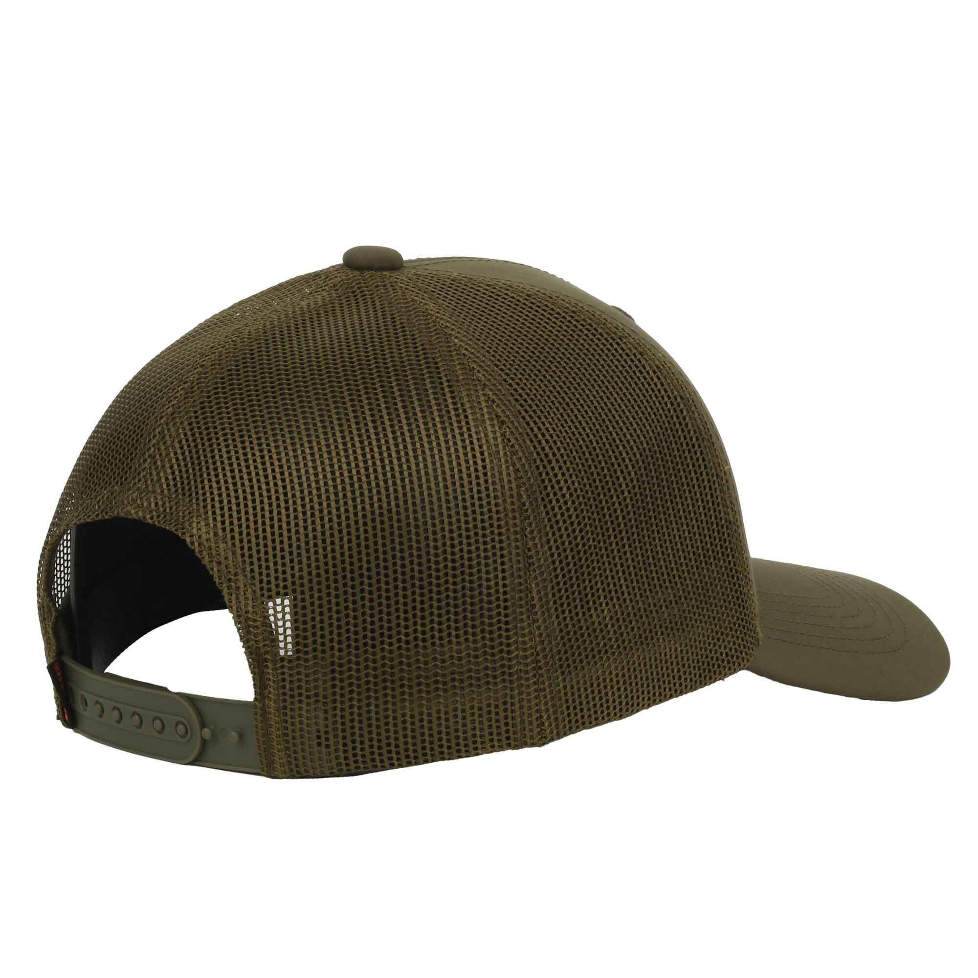 Realtree Structured 6-Panel Trucker Hat – Woven Logo Meshback Cap, Olive, One Size