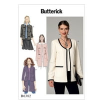 Butterick Sewing Pattern 6382 - Misses' Open-Front Jackets with Patch Pockets - Size (6-14)