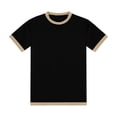 thumbnail image 2 of Kids Summer T-shirts Short Sleeve Ringer Tops for Boys Girls Crewneck Colorblock Loose Fit Casual Base Tees (4 Years, Black), 2 of 8