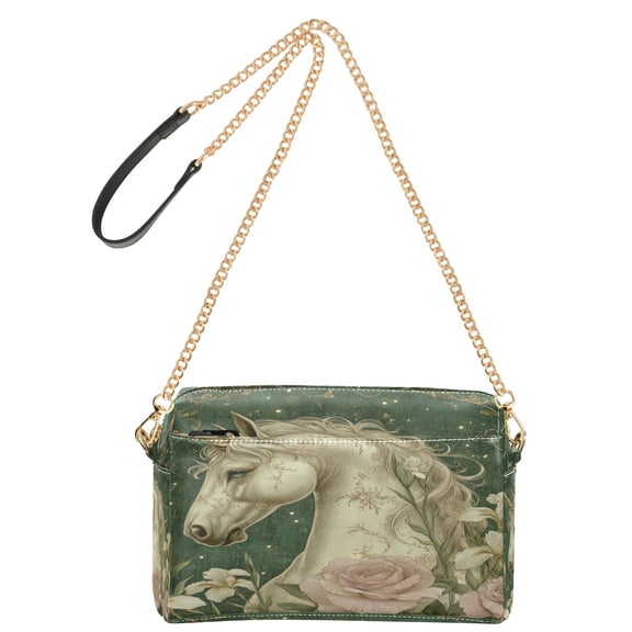 Women's Leather Shoulder Bag Crossbody Purse with Zipper Pockets Waterproof PU Handbag Retro Unicorn