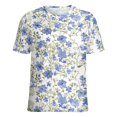 thumbnail image 5 of Floral Colorful Flower Women's Short Sleeve T-Shirt Crew Neck Casual Summer Trendy Loose Fit Tops, 5 of 6