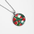 thumbnail image 4 of Watermelon Glass Circular Pendant Necklace - Beautiful Handcrafted Jewelry Piece for Women, 4 of 5