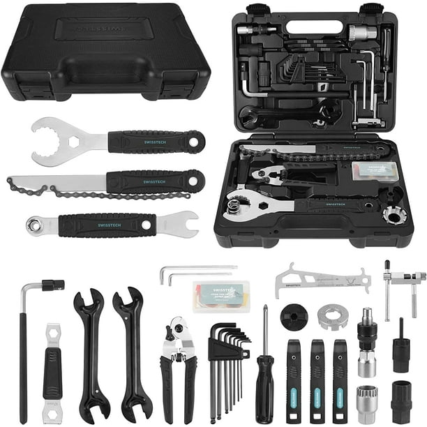 Swiss+Tech 30-Piece Bike Repair Tool Kit, Bicycle Maintenance Tool Set Include Storage Case, Bike Accessories for Mountain/Road/Park Bike