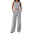 thumbnail image 3 of Womens Suit Set Side Pockets Wide Legs Pants Set Suit,Loose Fit Solid Color 2 Piece Outfits Summer Streetwear Lounge Matching Set for Daily Wear, 3 of 8