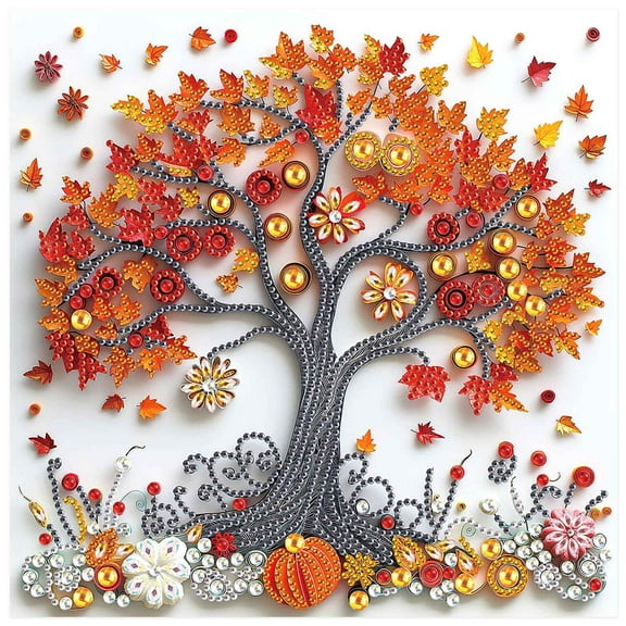 5D DIY Diamond Painting Kit Maple Tree Special Shape Creative Diamond Craft Suitable for Home and Office Decor, Festive Gifts