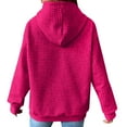 thumbnail image 4 of Kaprioy Long Sleeve Tops For Women Hoodies Casual Drawstring Waffle Pullover Tops Loose Hooded Sweatshirt with Pocket Hot Pink, M, 4 of 6