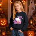thumbnail image 5 of Likimi Toddler Child Girls Halloween Sweatshirts Hallowmas Ghost Print Crew Neck Sweatshirt For Girls Long Sleeve Autumn Winter Fashion Pullover Size 5-6 Years, 5 of 6