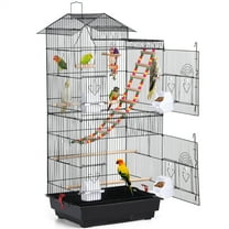 Renwick 39"H Metal Bird Cage Large Roof Top Huge House for Small Birds, Black