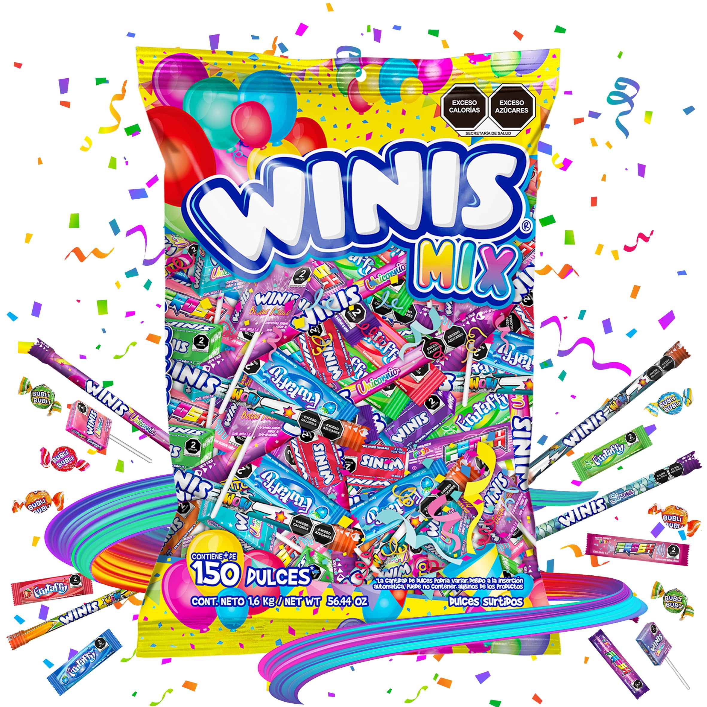 Bulk Taffy Candy Mix - 3.6 lbs - 150 Individually Wrapped Party Candy - Easter Candy Assortment - Winis Mix Variety of Mexican Chewy Candies | Assorted Easter Candy Mix
