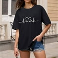 thumbnail image 3 of SHITINN Ladies Fashion Casual Valentine's Day Print Outdoor Sports Round Neck Short Sleeve T Shir Womens Tshirts Womens Short Sleeve Tops Women Tops Summer, 3 of 4