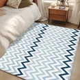 thumbnail image 3 of Area Rug 48×72in, Nautical Blue Herringbone Floor Carpet Living Room Rug, Abstract Geometric Wavy Lines Non-Slip Welcome Mat Indoor Rugs for Bedroom Dining Room, 3 of 9