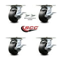 thumbnail image 2 of 4 Inch Polyolefin Caster Set with Ball Bearing 4 Brake and 2 Swivel Lock SCC, 2 of 2