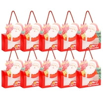 Deaog 10 Pcs 3D Christmas Goody Gift Paper Boxes with Handles for Holiday Xmas, School Classroom Party Favor Supplies, Candy Treat Cardboard Cookie Boxes for Gift Giving (Santa)