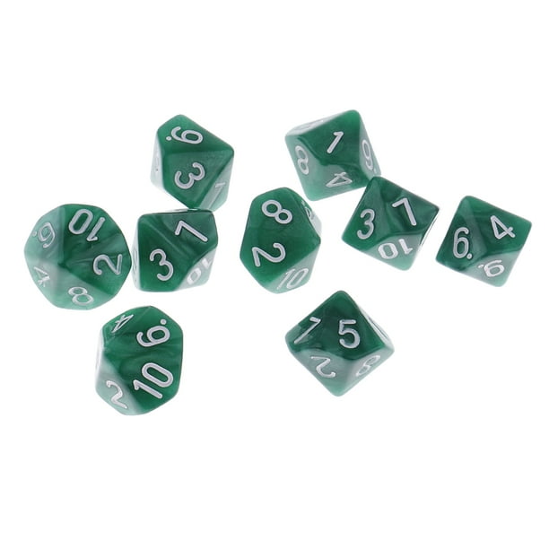 10 Dados de Plástico D10 Sunnimix para Juego de Barra de Fiesta color verde