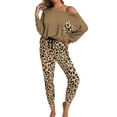 thumbnail image 1 of Gvmfive Women Homewear 2 Piece Pajama Set Front Pocket Loose Tops Leopard Drawstring Pants, 1 of 4