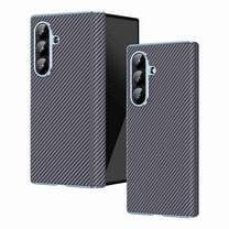 Dteck PU Leather Case for Samsung Galaxy Z Fold 7, Luxury Carbon Fiber Texture Plating Flip Cover Slim Hard Back Anti-Scratch Case, Gray