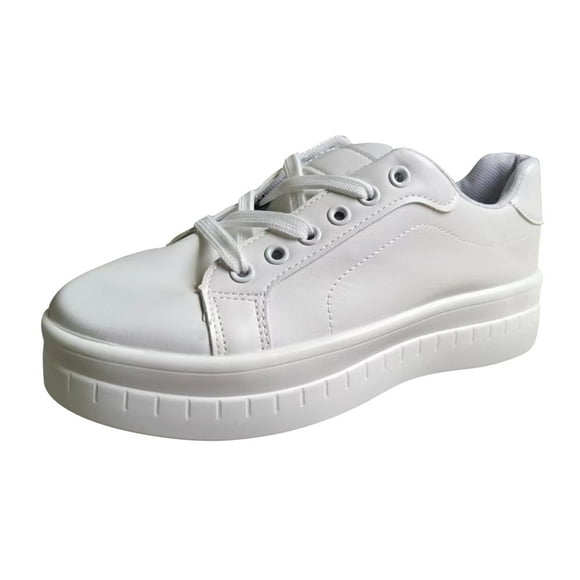 2025 Ladies Solid Color Court Adapt Women's Casual Shoes Round Toe Lace Women Dress Shoes Casual Up Platform Casual Shoes