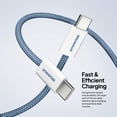 thumbnail image 4 of Powertek Fashion USB-C to USB-C Cable 6ft Blue, 60W Fast Charging Type-C Braided Cable for iPhone 15 and Newer, Galaxy, iPad, Tablets & USB-C Devices, 4 of 8