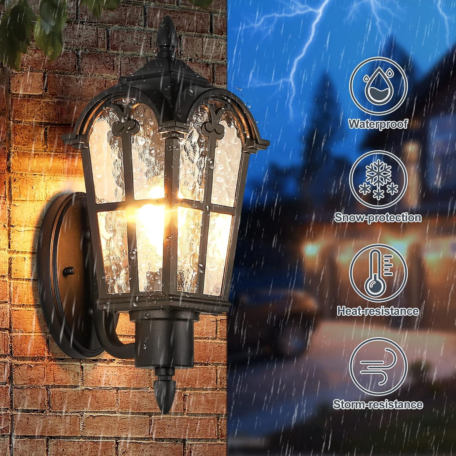 Nordic Hygge Outdoor Wall Lights Fixture, 2-Pack