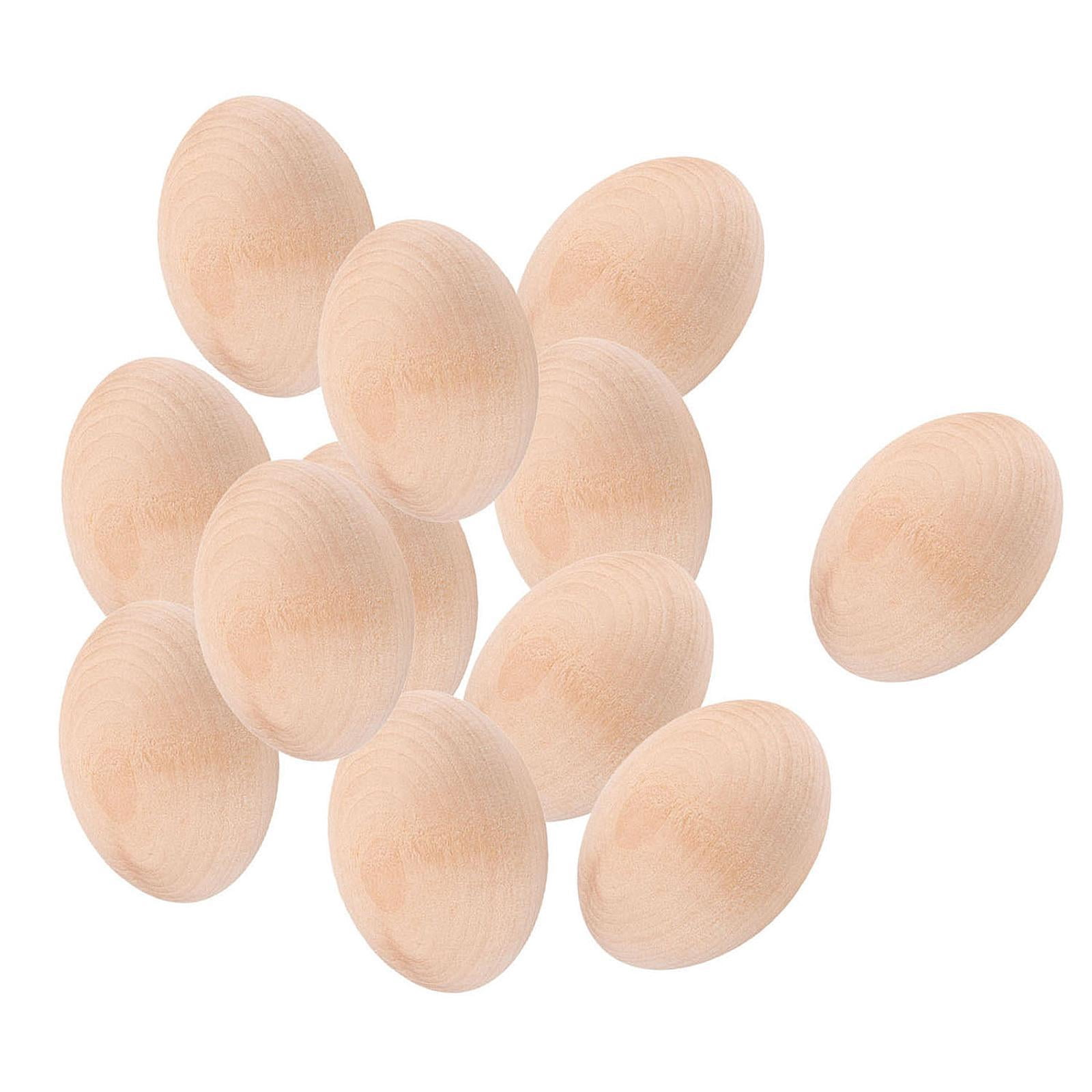 QccHieUs Unfinished Easter Eggs Party Favors Decoration Hanging Ornaments Wood Blank Eggs 12pcs 1.8x1.3inch