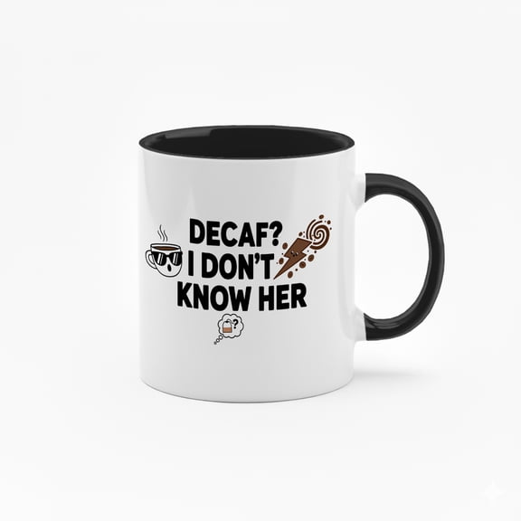 Decaf? I Don't Know Her - 11oz Two-Tone Ceramic Coffee Mug
