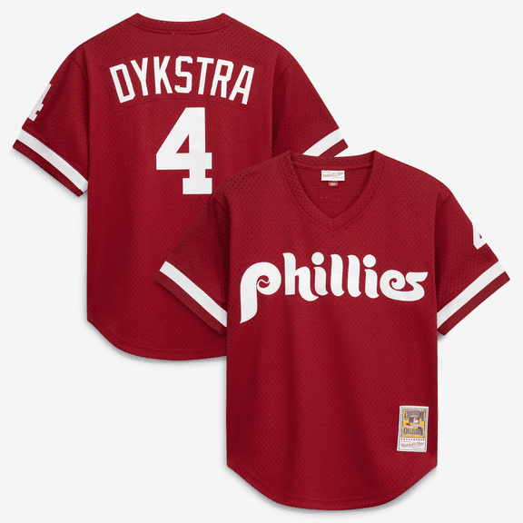 Men's Mitchell & Ness Lenny Dykstra Scarlet Philadelphia Phillies Authentic Batting Practice Jersey