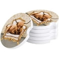 thumbnail image 1 of FMSHPON Highland Cow Sitting on Sofa Set of 2 Car Coaster for Drinks, Absorbent Ceramic Stone Coasters Cup Mat with Cork Base for Home Kitchen Room Coffee Table Bar Decor, 1 of 5