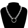 thumbnail image 2 of Minnieouse 1111Fourone-cadena de bloqueo gruesa Simple, collar Punk con círculo hueco geométrico, joyería de moda Ropa, zapatos y accesorios Miscelánea Plata Collar, 2 of 6