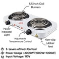 thumbnail image 2 of Emerald Electric 5.5” 2-Coil White Countertop Burner, 2 of 6