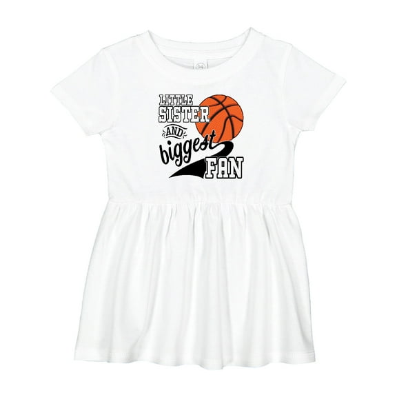 Inktastic Little Sister and Biggest Fan Basketball Player Girls Baby Dress