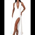 thumbnail image 3 of Vestido con Cuello en V Profundo y Cuello Halter para Mujer, Sin Mangas, Espalda Descubierta y Abertura. XXL, 3 of 10