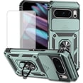 thumbnail image 1 of KOMI for Pixel 8 Pro Case, Google 8 Pro Case with Tempered Glass Screen Protector and Slide Camera Cover, Magnetic Ring Car Mount Holder Kickstand Protective Cases Cover for Google Pixel 8 Pro Green, 1 of 5