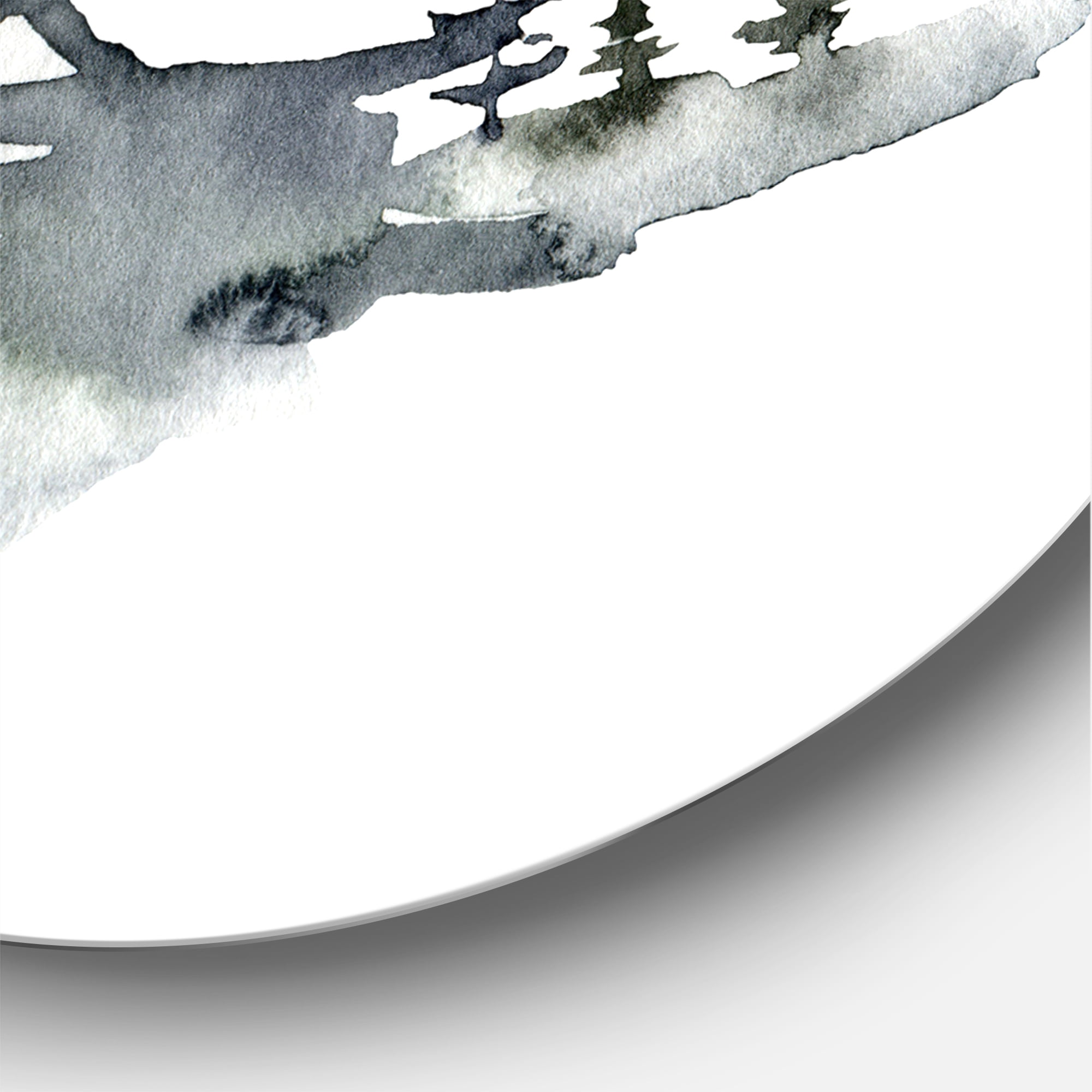 Designart 'Trees With Winter Dark Blue Mountain Landscape I' Modern Circle Metal Wall Art 11x11 - Disc of 11