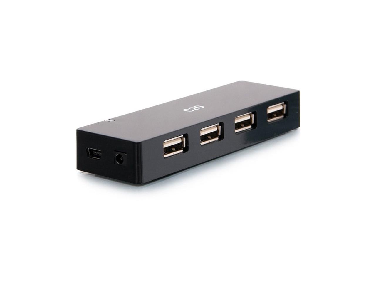 C2G 4-Port USB Hub, USB 2.0, 5 Volts and 2 Amp Power Supply