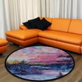 thumbnail image 4 of FREEAM Kids Round Nursery Area Rug 5 ft Watercolor Painting of Winter Non Slip Play Mats for Kids Boys Girls Playing Room Living Room, 4 of 6