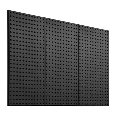 KFFKFF Metallic Wall Panels, Dimensions 24" x 12", Set of 3, Robust Steel Peg Board Wall Storage, Ideal for Domestic Garage Tool Storage, Workbench, Office Arrangement, Kitchen, Color - Black