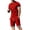 Red, variant on JUUYY Men's Tracksuits 2 Piece Sets Casual Loose Fit Striped Crew Neck Short Sleeve Tee Shirt Shorts Set Sports Athletic Outfit Black L