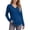 Blue, variant on Women's V Neck Textured Grid Long Sleeve Top Decorative Button Cuff Detail Tops for Women Blue M