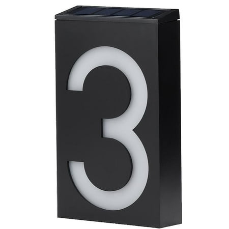 

Solar House Number Visible Sign Light Wall Mounted Garden Gate Number Decoration Floating Arabic Numerals with Waterproof Toggle Switch Solar Panel for Garden House