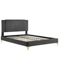 thumbnail image 5 of Platform Bed Frame, Tufted, Rivet Nailhead, Full Size, Dark Grey Gray, Velvet, Mid Century Bedroom, Modern Contemporary Boutique HB35589, 5 of 8