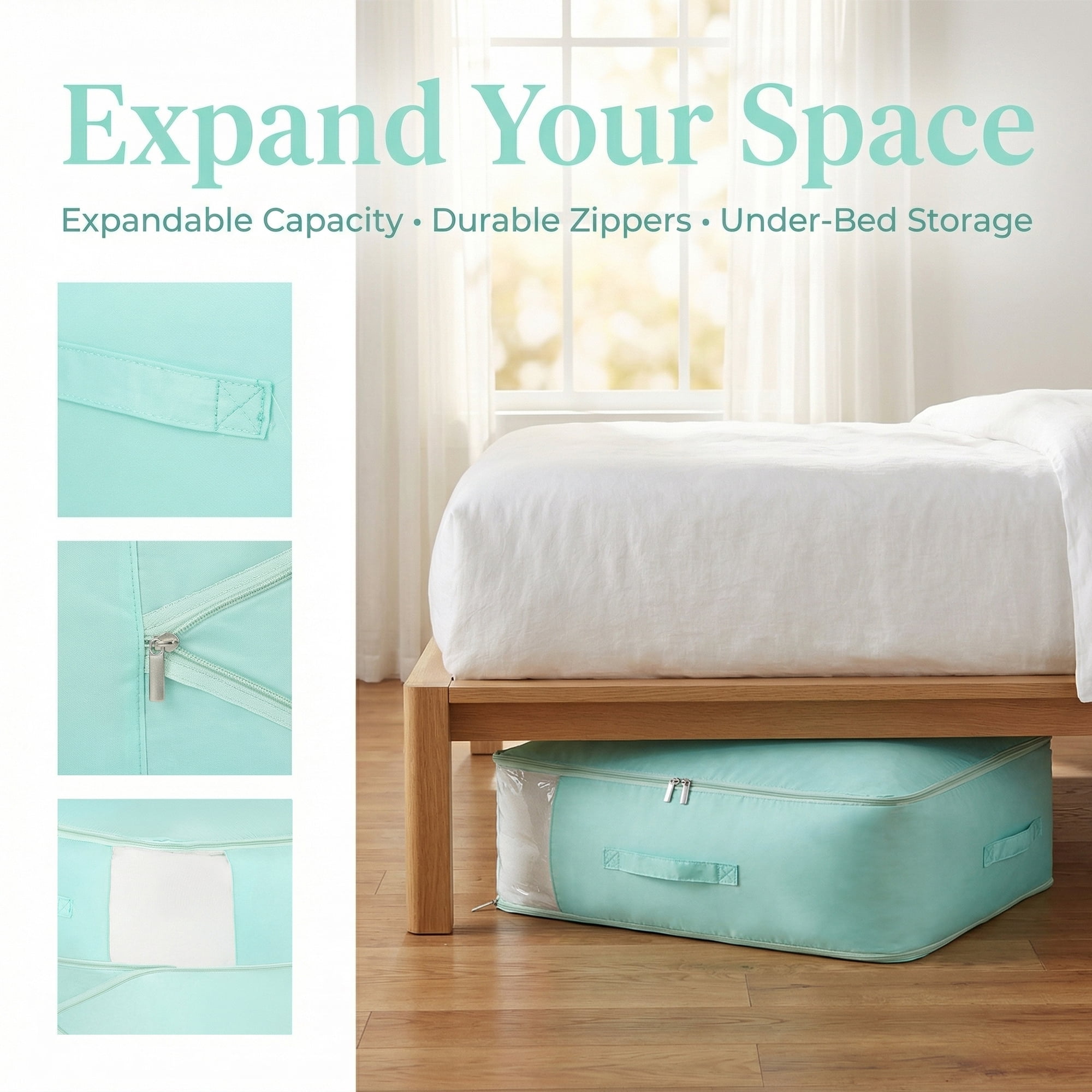 Unique Bargains 1Pc Clothes Expandable Storage Bag Light Green 21.3*16.5*11.8in