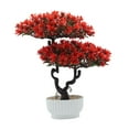 thumbnail image 2 of Árbol bonsái artificial para interiores, planta artificial, adorno decorativo en maceta Rojo, 2 of 9