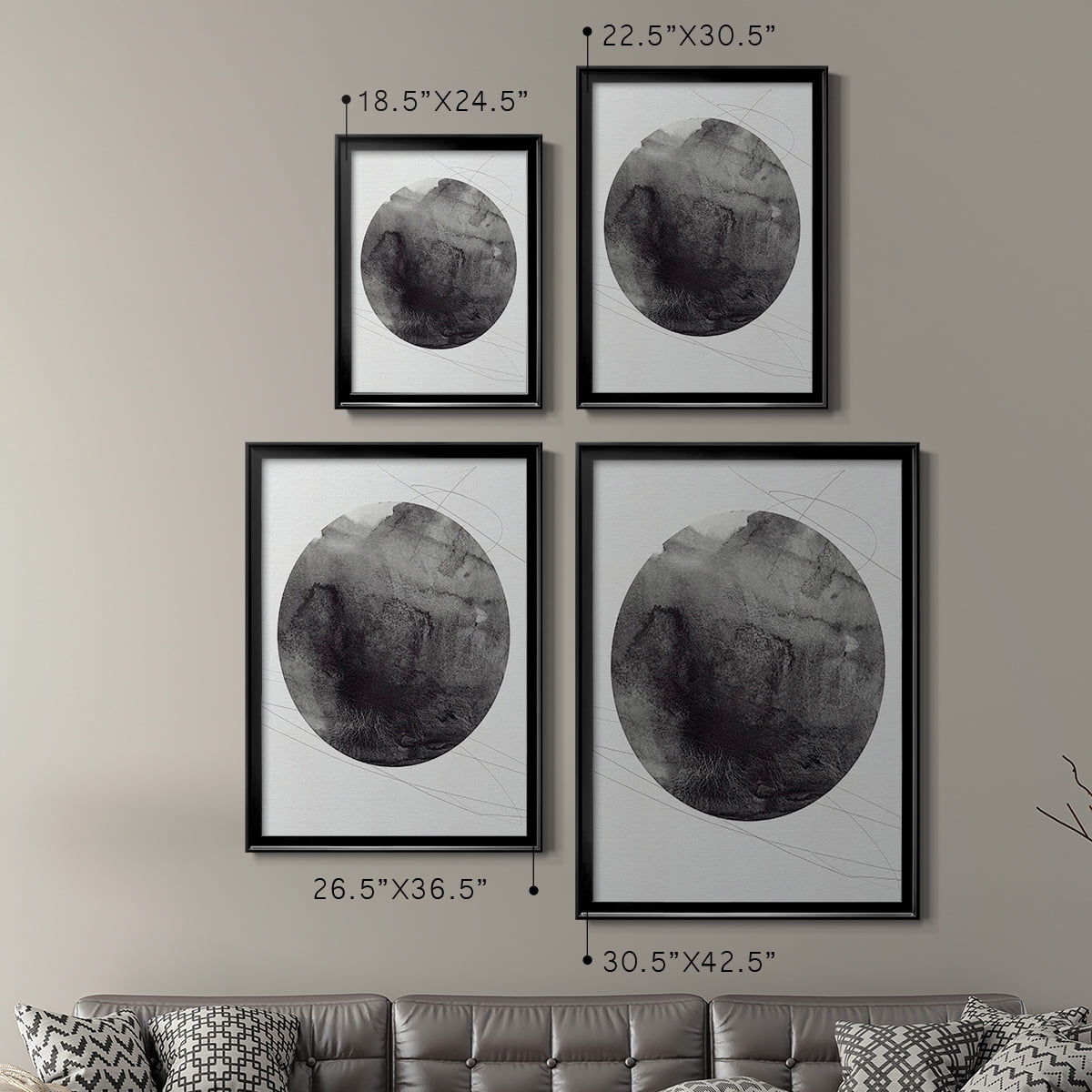 Graphite Moon I Premium Framed Print, in Gold, Black, or Silver - Ready to Hang